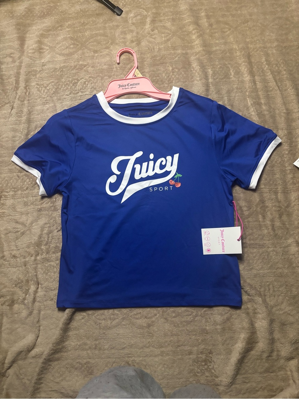 Juicy Couture Blue Ringer Tee with White Trim